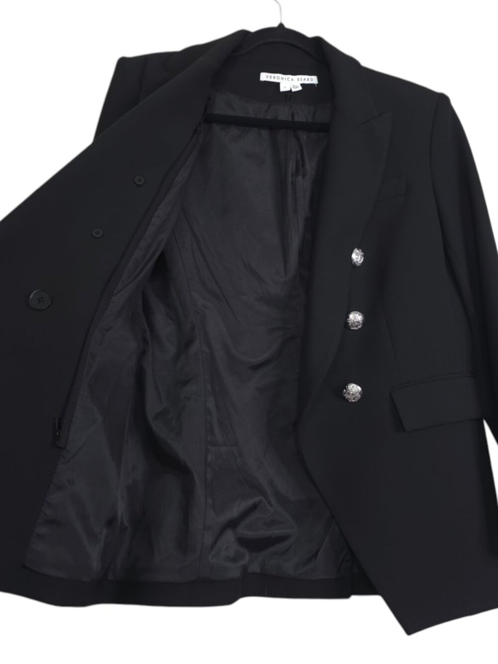 Veronica Beard Miller Blazer Black Silver Double Breasted Dickey Jacket Size 10 - Picture 7 of 13